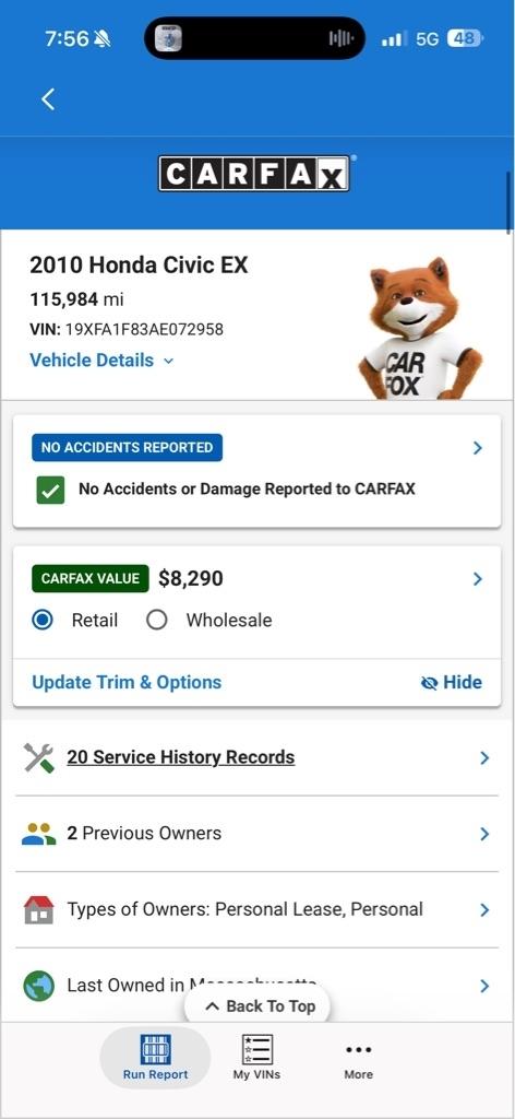 Honda Civic EX Sedan 5-Speed AT 2010