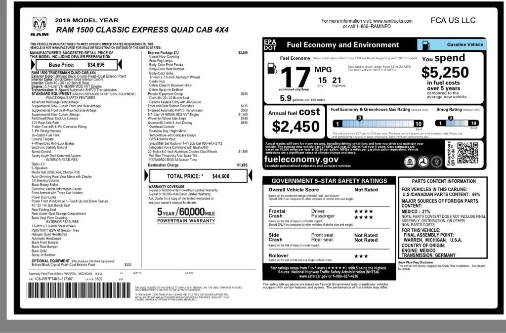 RAM 1500 Classic Tradesman Quad Cab 4WD 2019