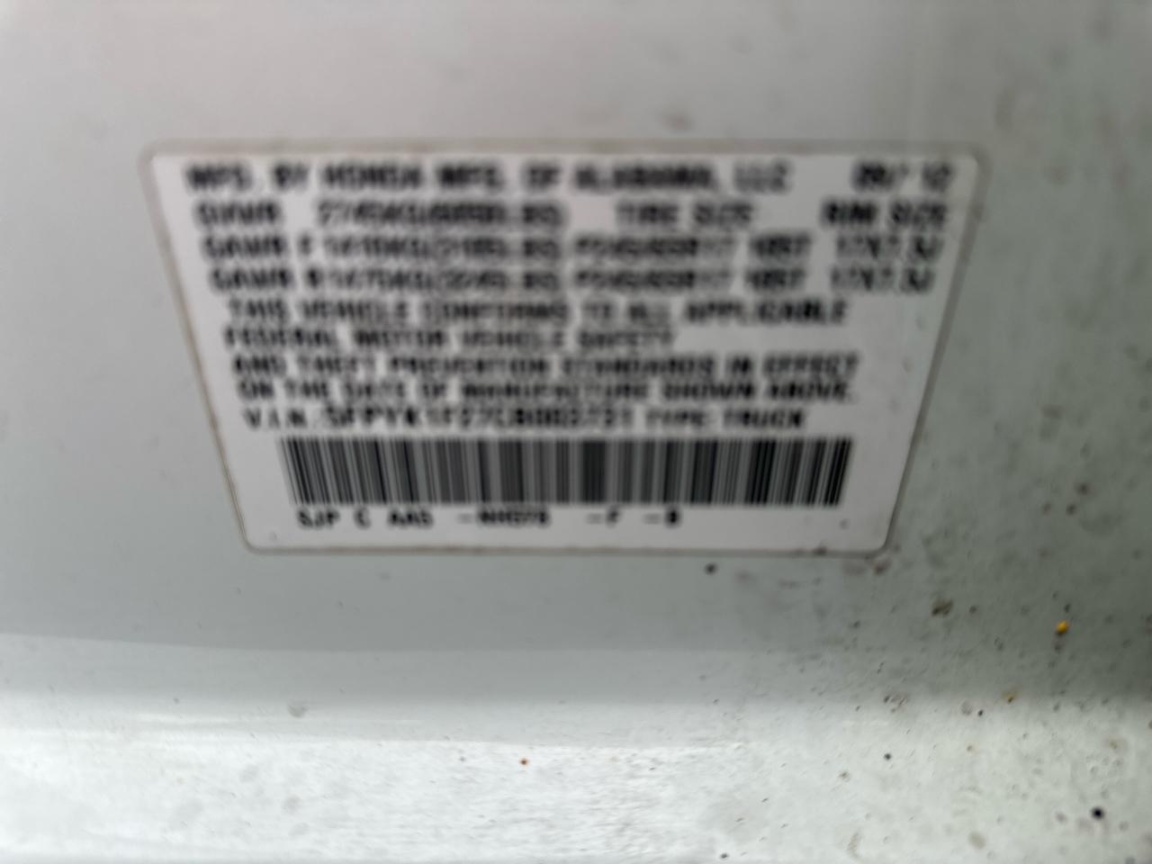 Honda Ridgeline RT 2012