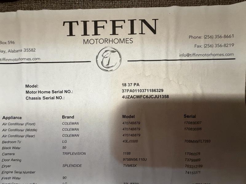 Tiffin Motorhomes Allegro  2018