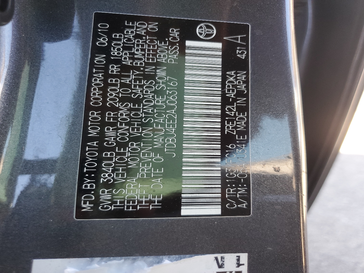 Toyota Corolla LE Plus 4D Sedan 2010