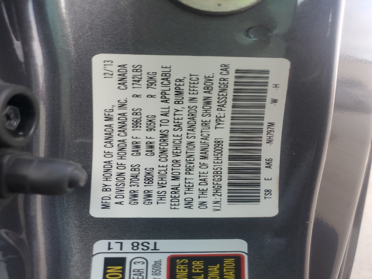 Honda Civic Coupe LX CVT 2014