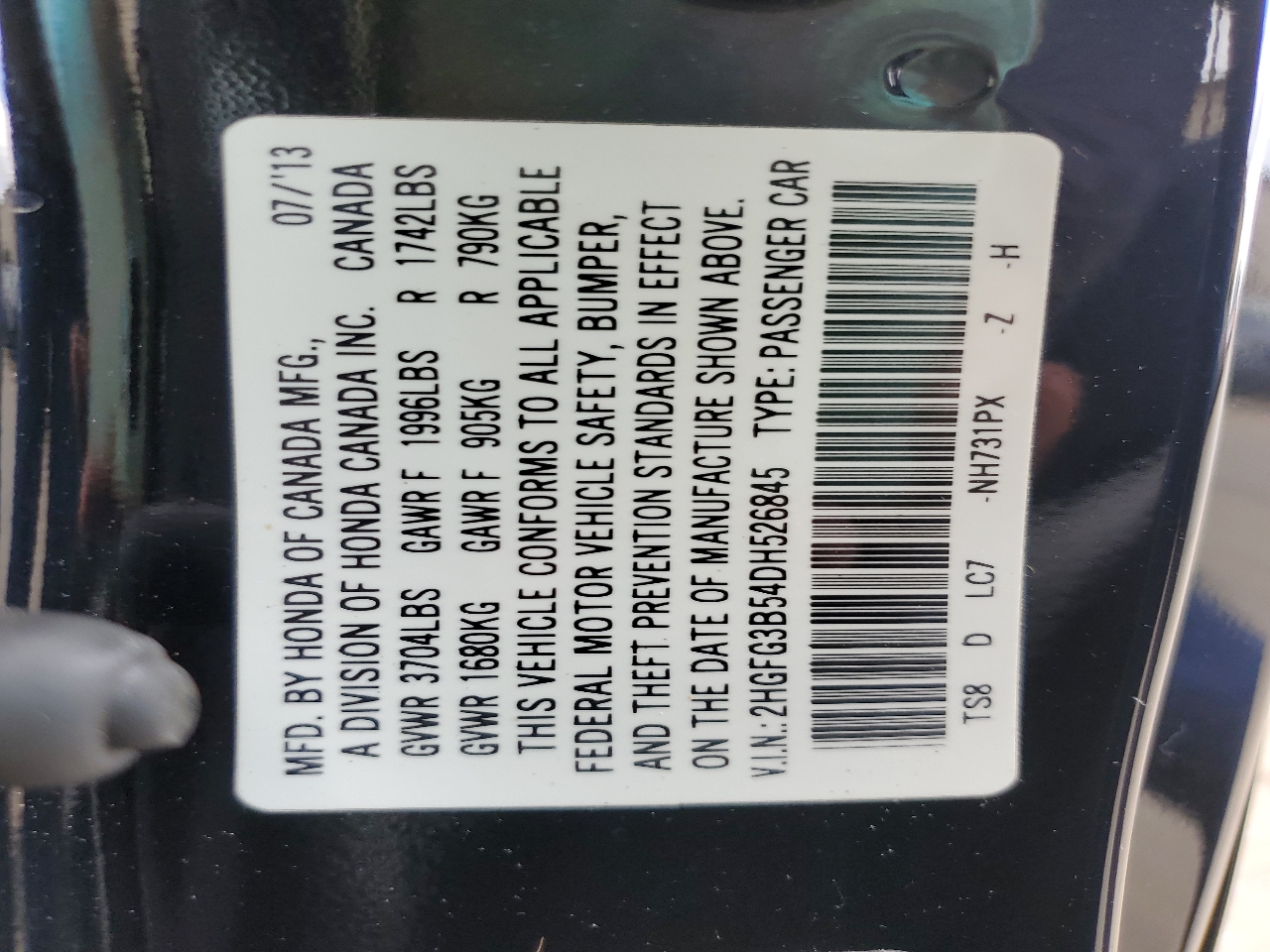 Honda Civic 2dr Cpe LX Auto 2013