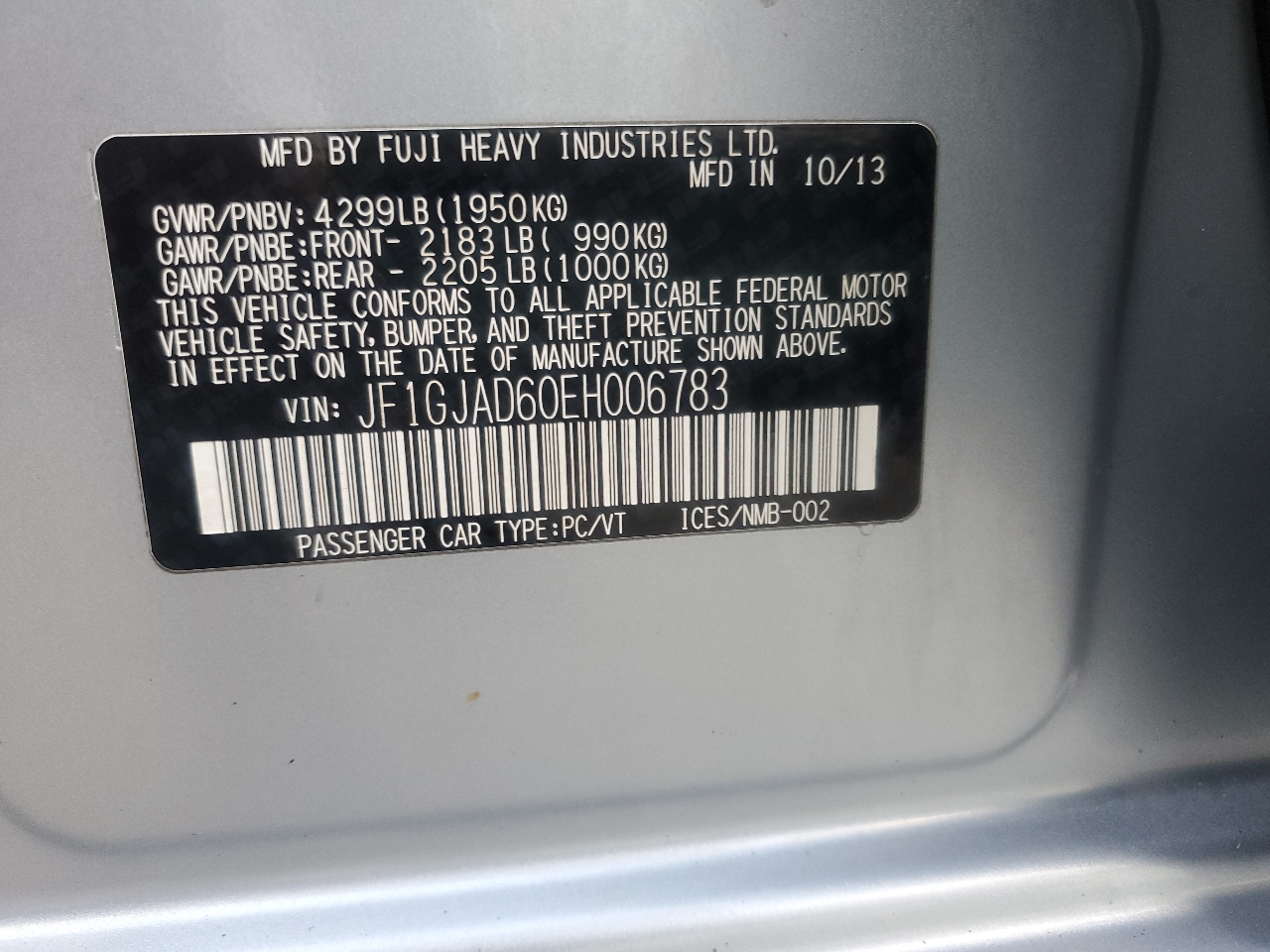 Subaru Impreza 2.0i Premium 4-Door 2014