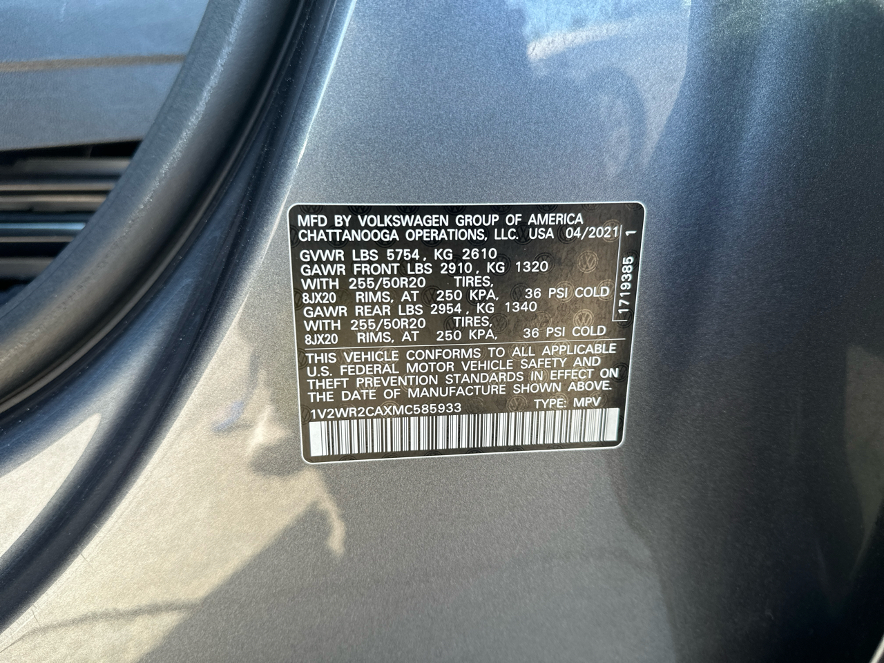 Volkswagen Atlas 3.6L V6 SE FWD 2021 Volkswagen Atlas 3.6L V6 SE FWD 2021