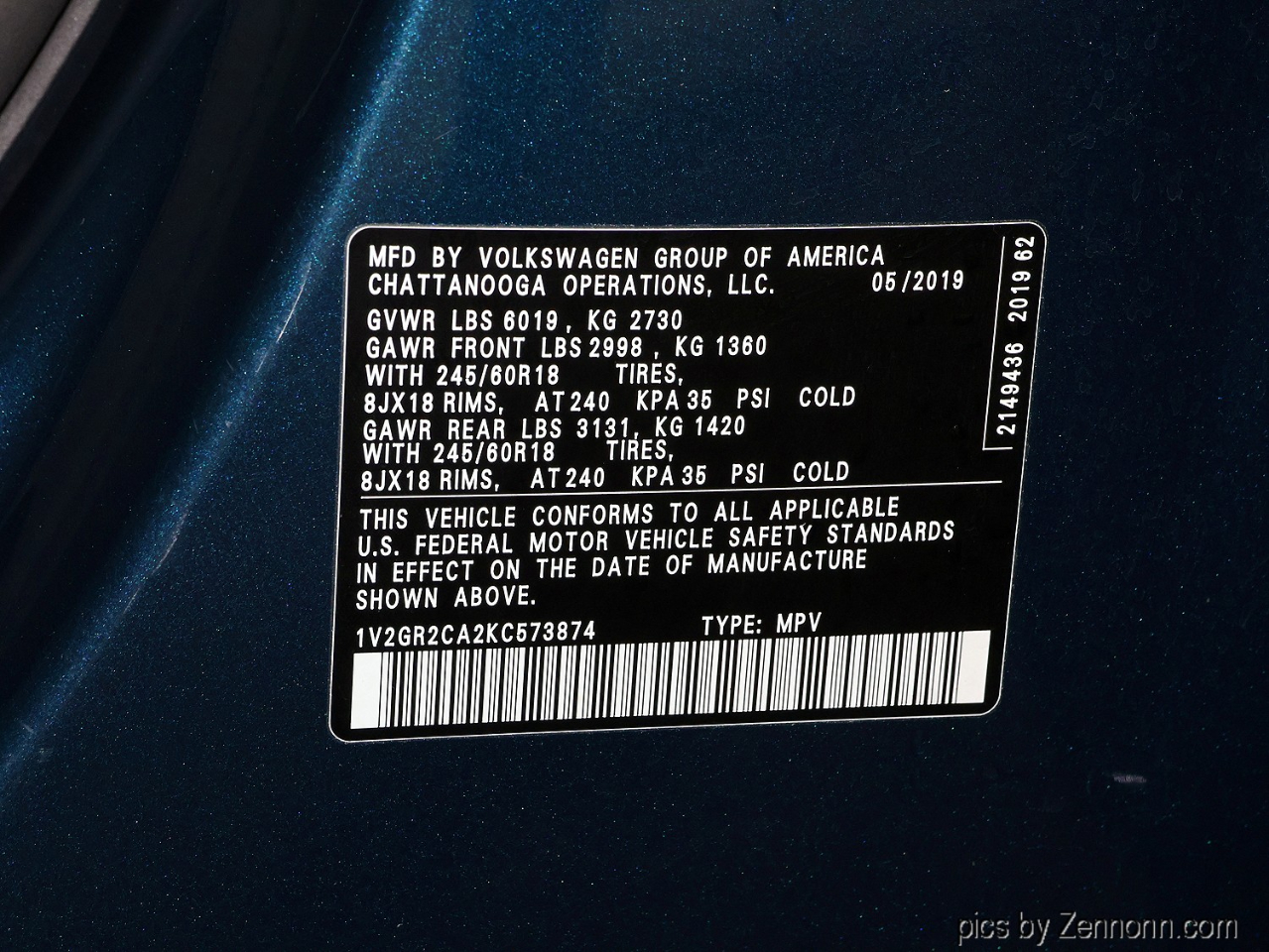 Volkswagen Atlas 3.6L V6 S 4MOTION 2019