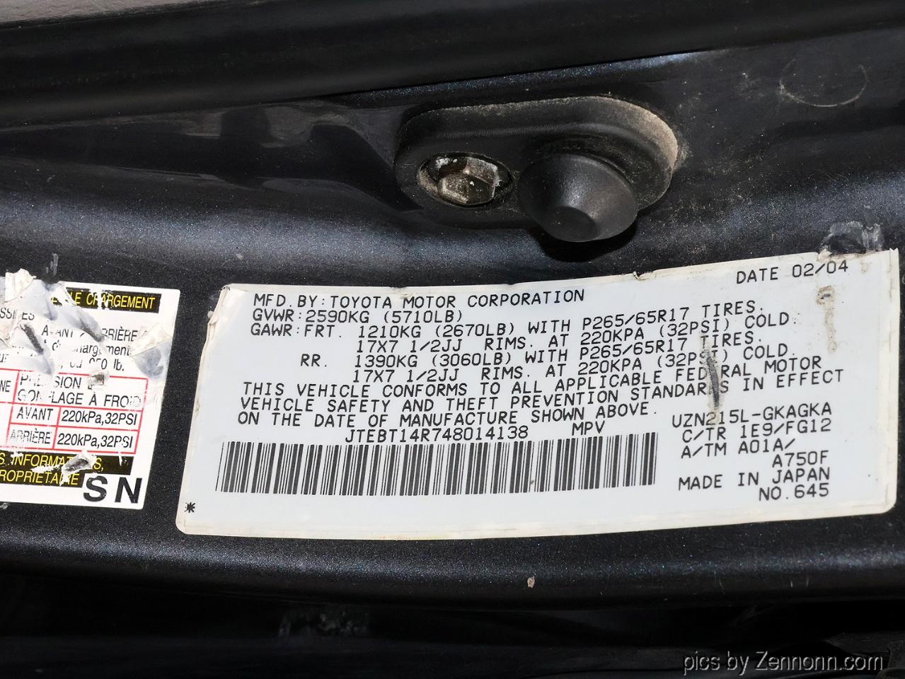 Toyota 4Runner 4dr SR5 V8 Auto 4WD (Natl) 2004