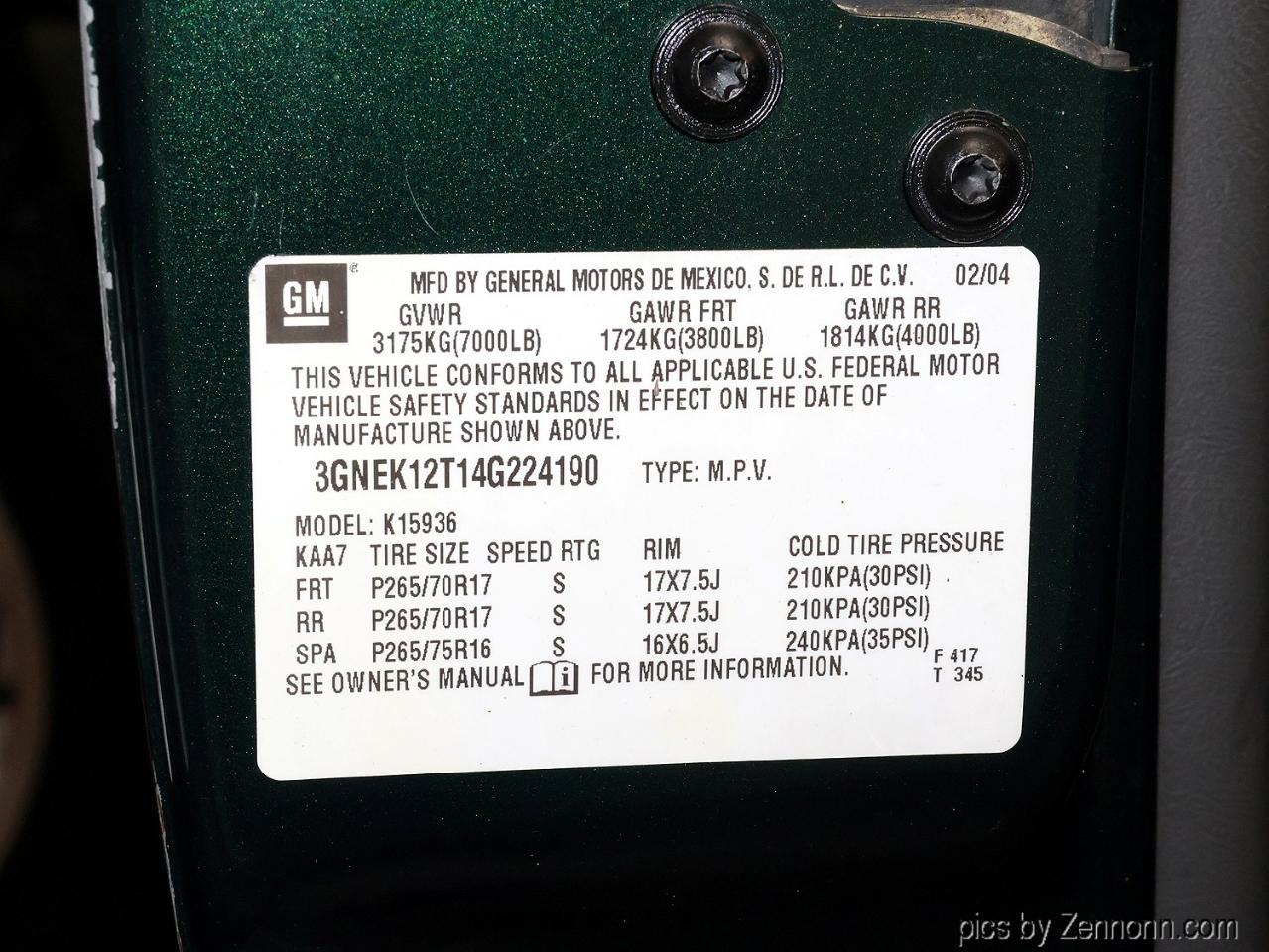 Chevrolet Avalanche 1500 5dr Crew Cab 130" WB 4WD Z71 2004
