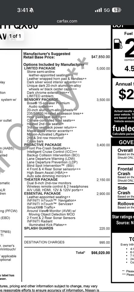 Infiniti QX60 SIGNATURE EDITION AWD 2019