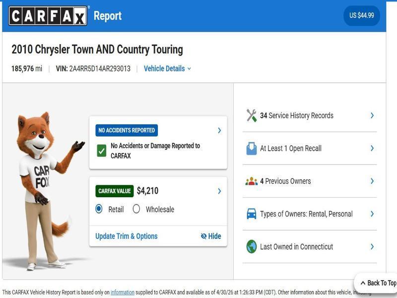 Chrysler Town & Country Touring 2010