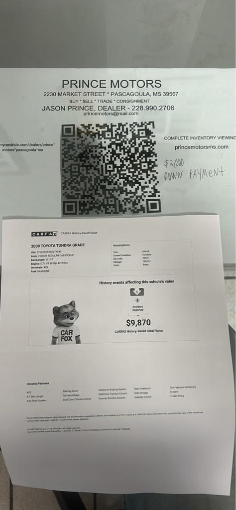 Toyota Tundra Tundra-Grade 5.7L Long Bed 2WD 2009