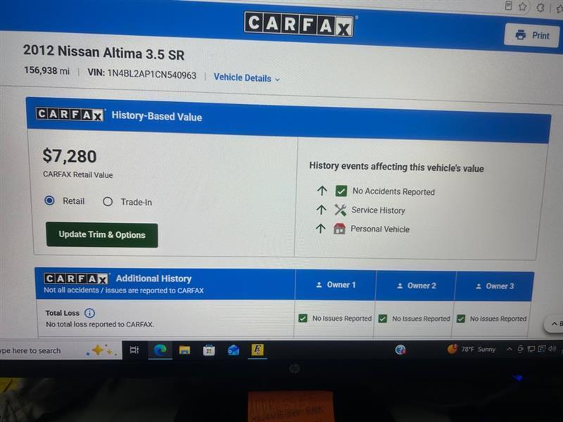 Nissan Altima 3.5 SR 2012