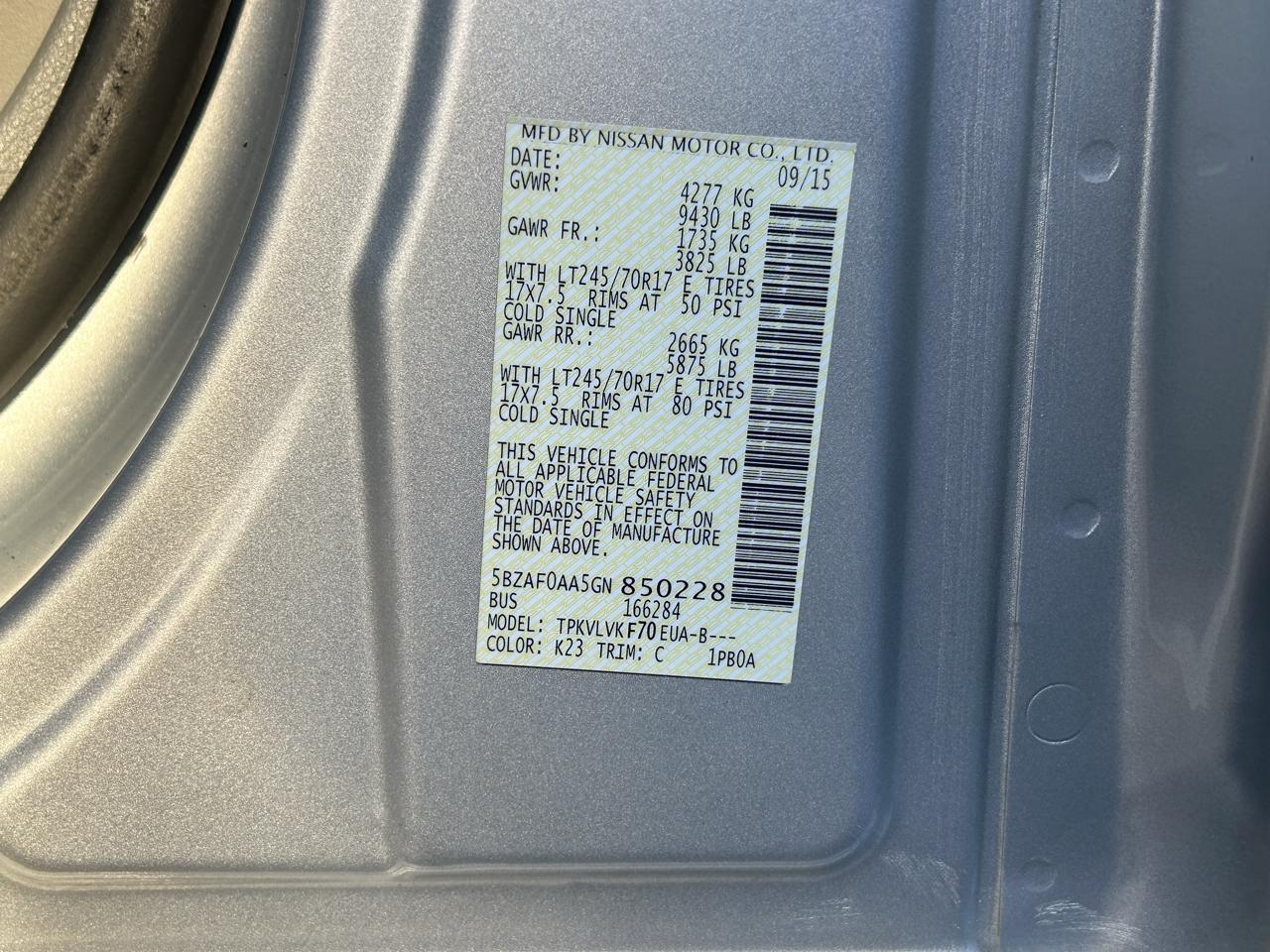 Nissan NV Passenger  2016