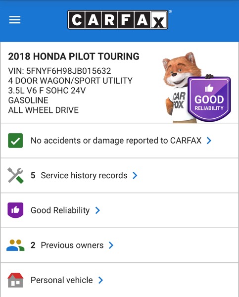 Honda Pilot Touring 4WD 2018