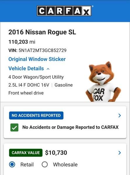 Nissan Rogue SL FWD 2016
