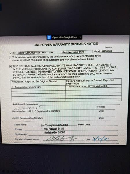 Mercedes-Benz C-Class AMG C63 Sedan 2018