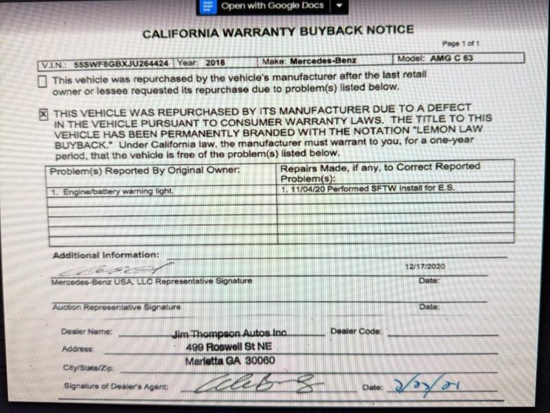 Mercedes-Benz C-Class AMG C63 Sedan 2018