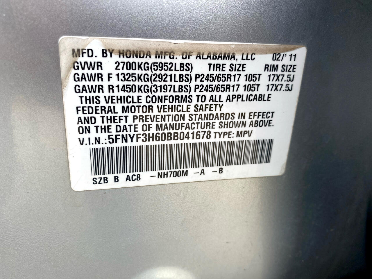 Honda Pilot EX-L 2WD 5-Spd AT with DVD 2011