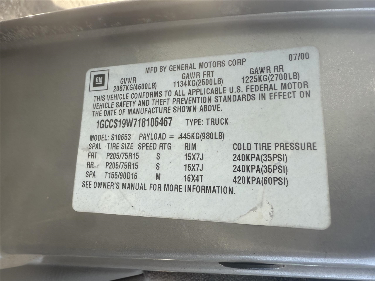 Chevrolet S10 Pickup  2001