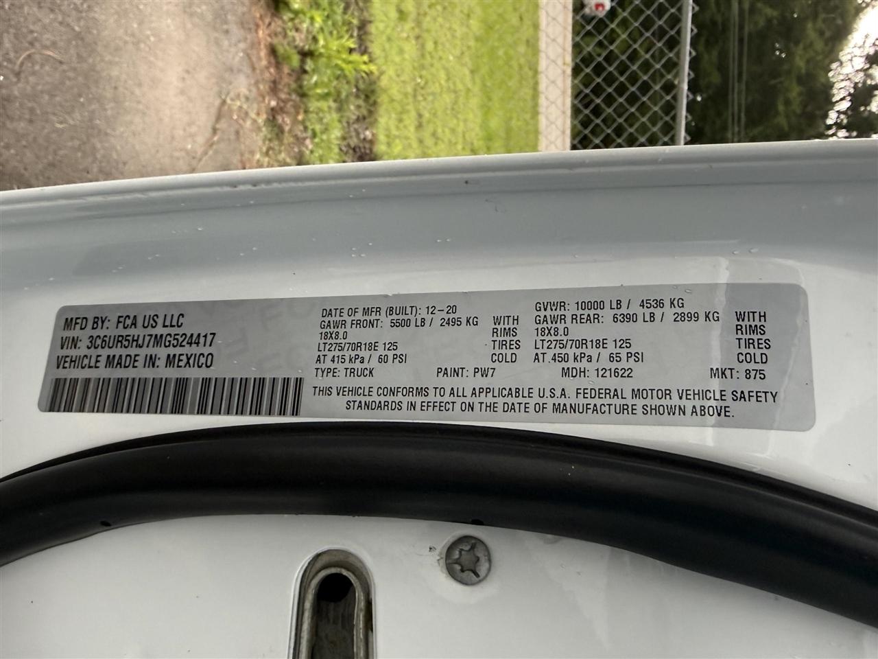 RAM 2500  2021
