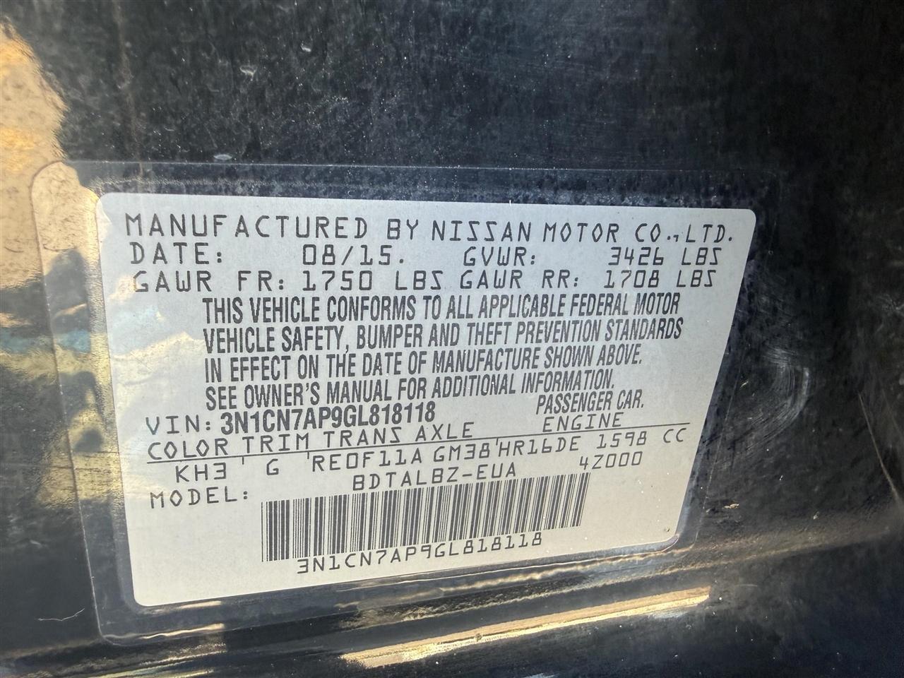 Nissan Versa  2016