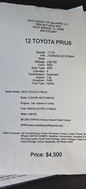 Toyota Prius Prius V 2012