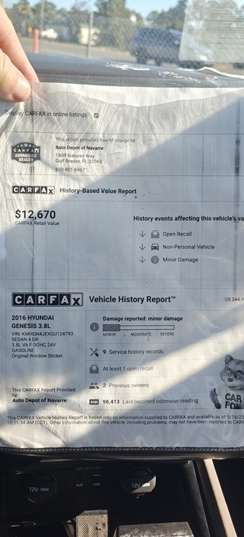 Hyundai Genesis 3.8L 2016