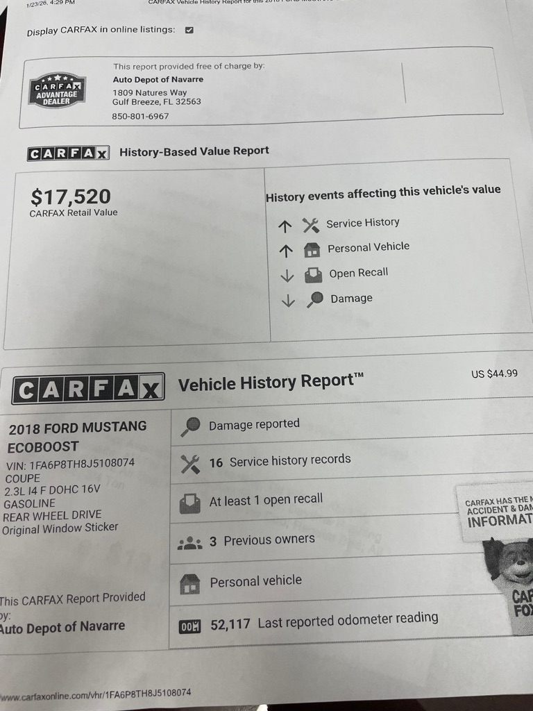 Ford Mustang EcoBoost Coupe 2018