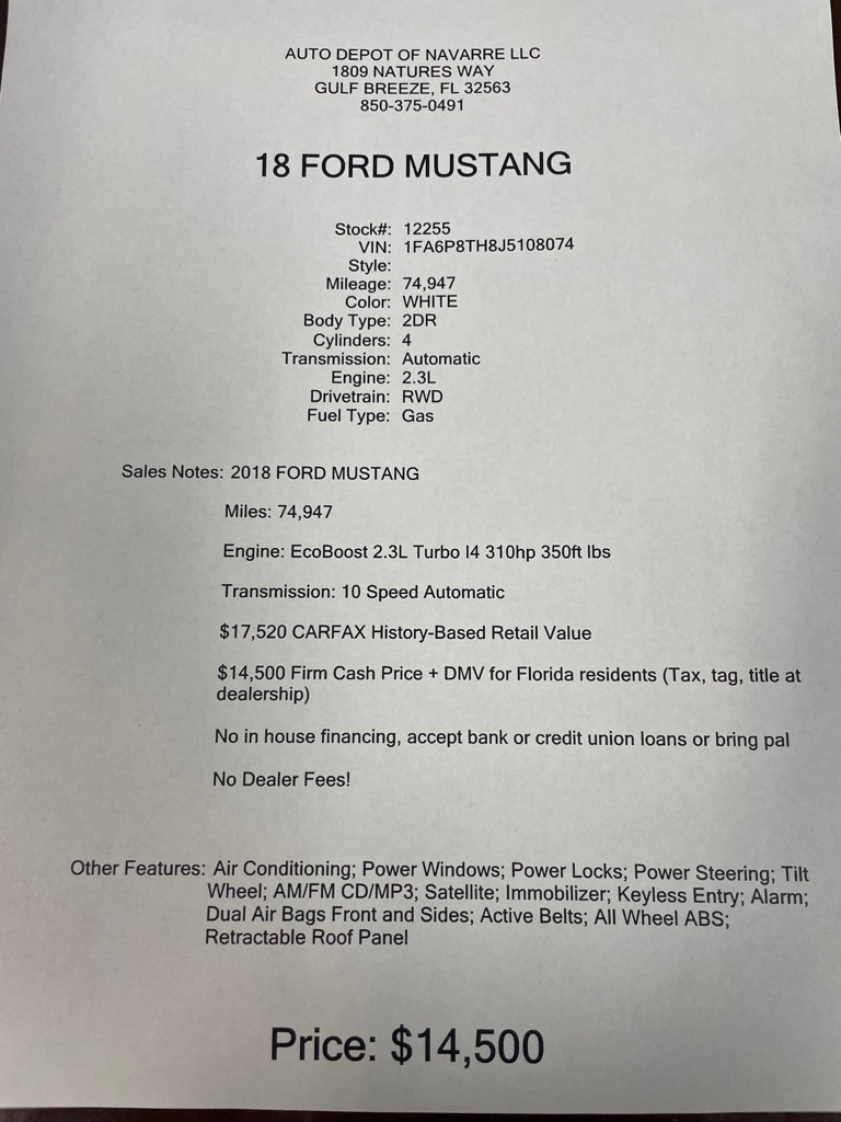 Ford Mustang EcoBoost Coupe 2018