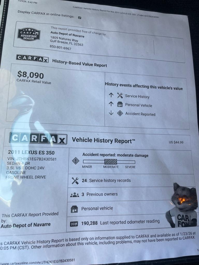 Lexus ES 350 Sedan 2011