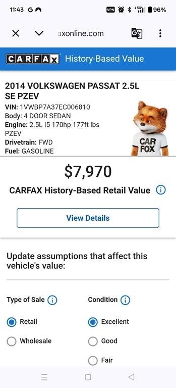 Volkswagen Passat 2.5L SE AT 2014