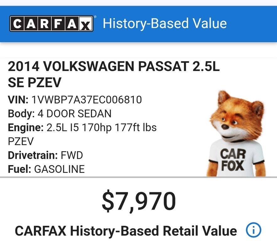 Volkswagen Passat 2.5L SE AT 2014