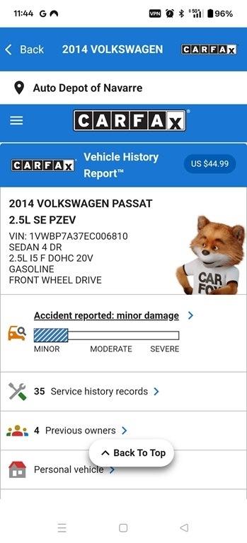 Volkswagen Passat 2.5L SE AT 2014