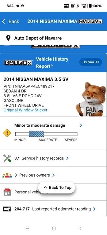 Nissan Maxima S 2014