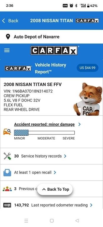 Nissan Titan XE Crew Cab 2WD SWB 2008