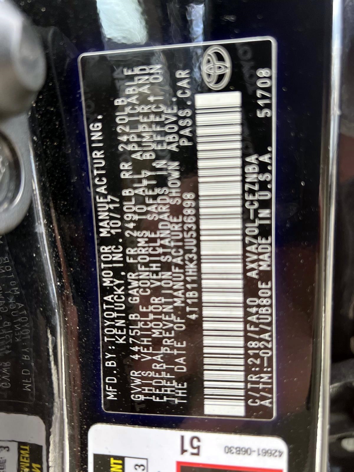 Toyota Camry XLE Auto (Natl) 2018