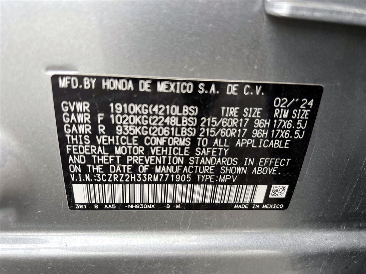 Honda HR-V LX AWD CVT 2024