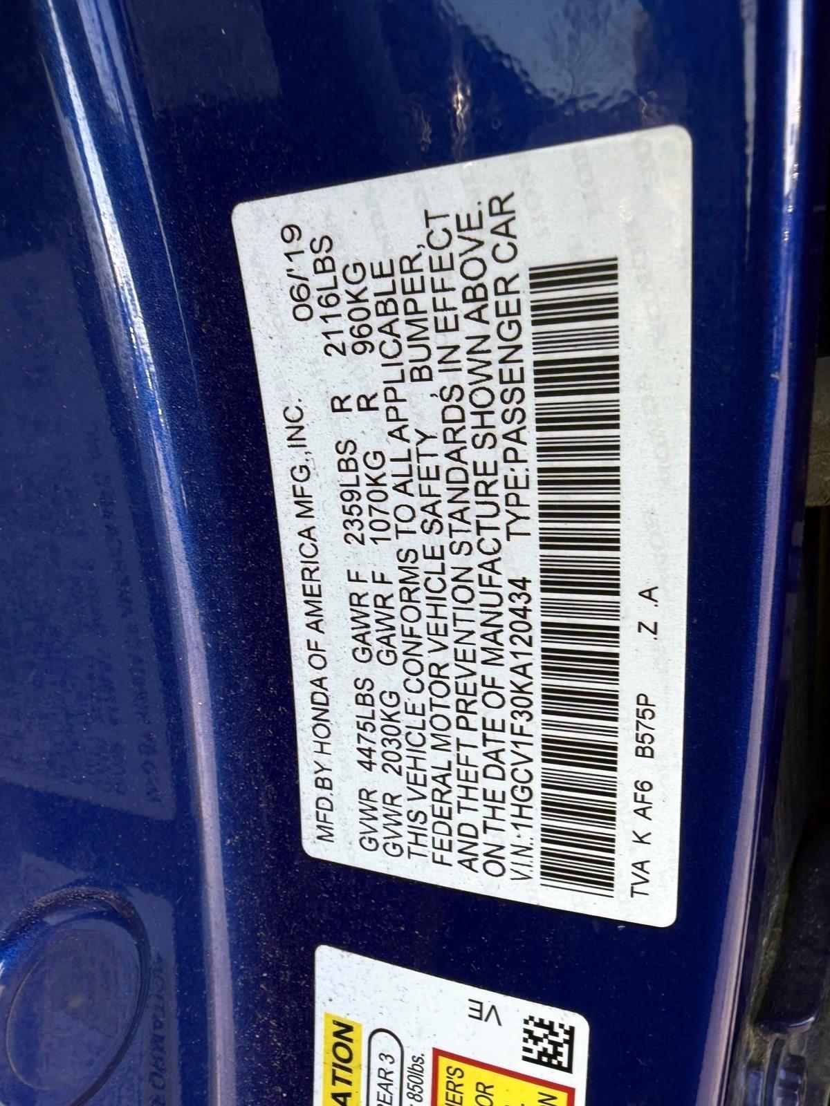 Honda Accord Sedan Sport 1.5T CVT 2019