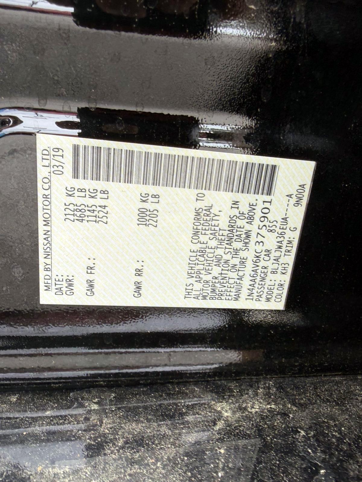 Nissan Maxima SV 3.5L 2019