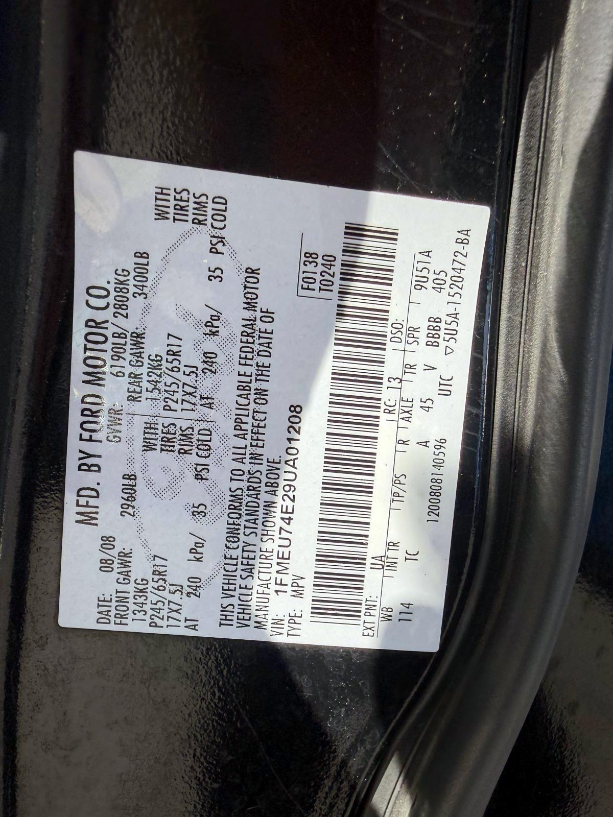 Ford Explorer 4WD 4dr V6 Eddie Bauer 2009