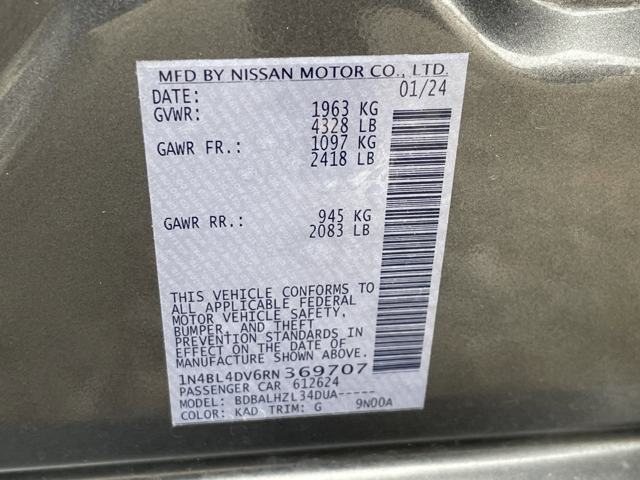 Nissan Altima 2.5 SV 2024