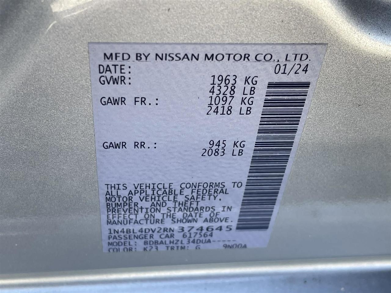 Nissan Altima 2.5 SV 2024