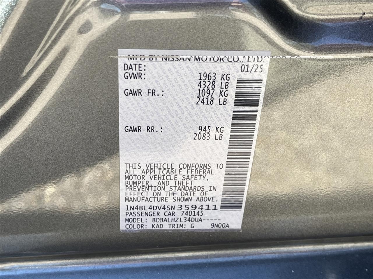 Nissan Altima 2.5 SV 2025
