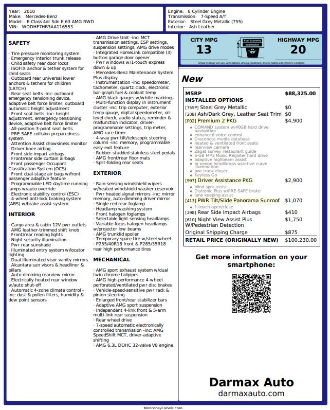 Mercedes-Benz E-Class E63 AMG Sedan 2010