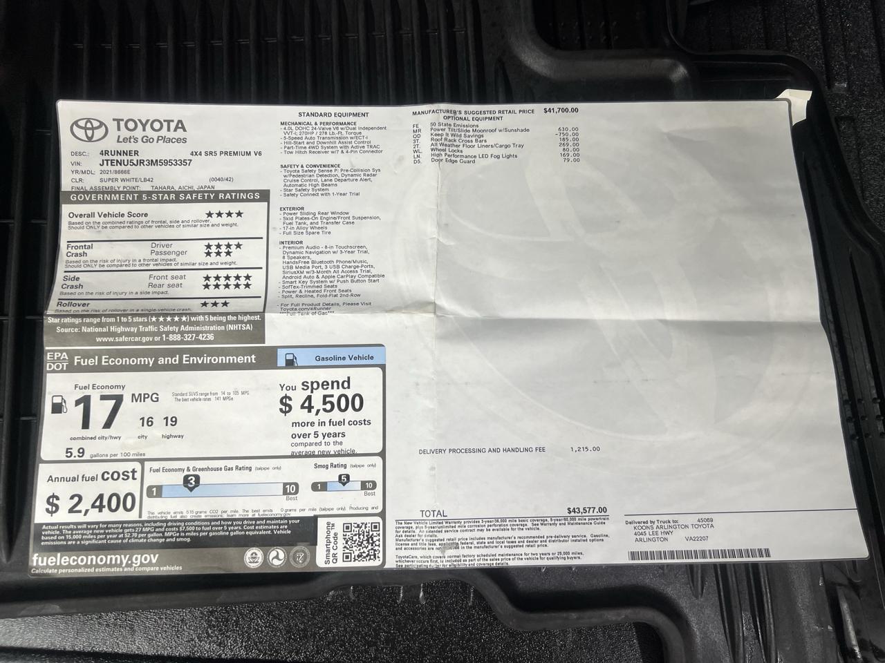 Toyota 4Runner SR5 Premium 4WD 2021