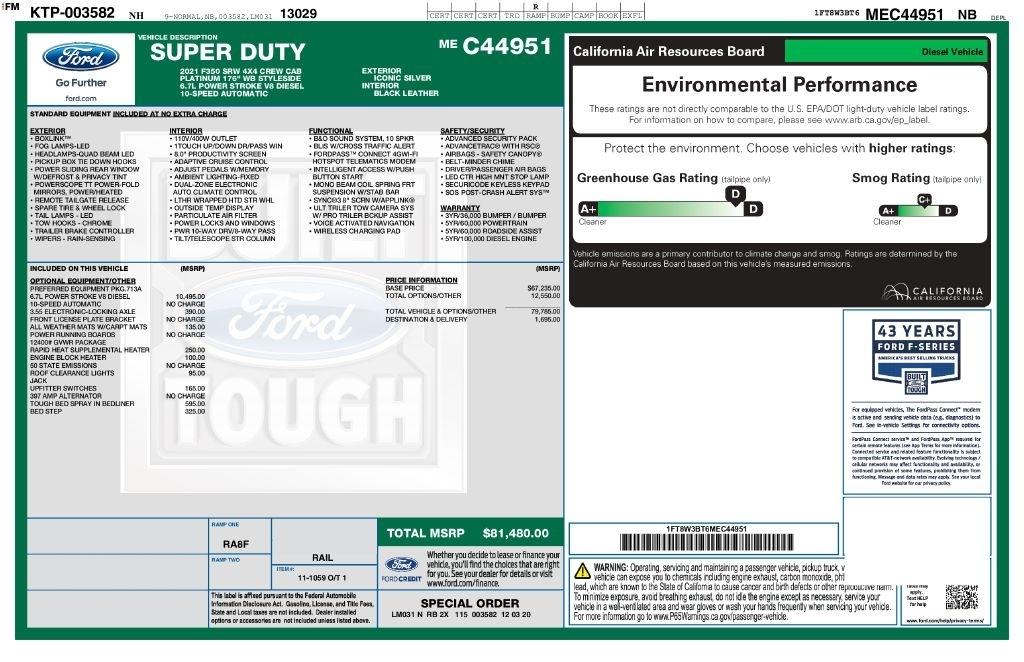 Ford F-350 SD Platinum Crew Cab Long Box 4WD 2021