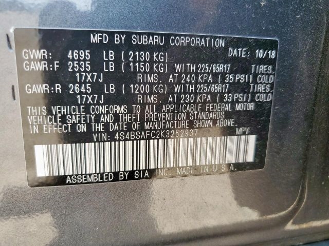 Subaru Outback  2019 Subaru Outback  2019