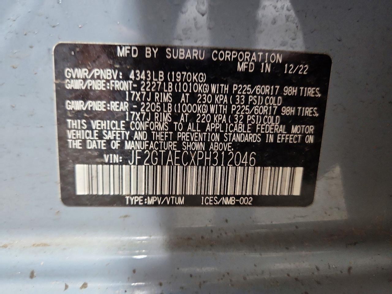 Subaru Crosstrek 2.0i Premium CVT 2023