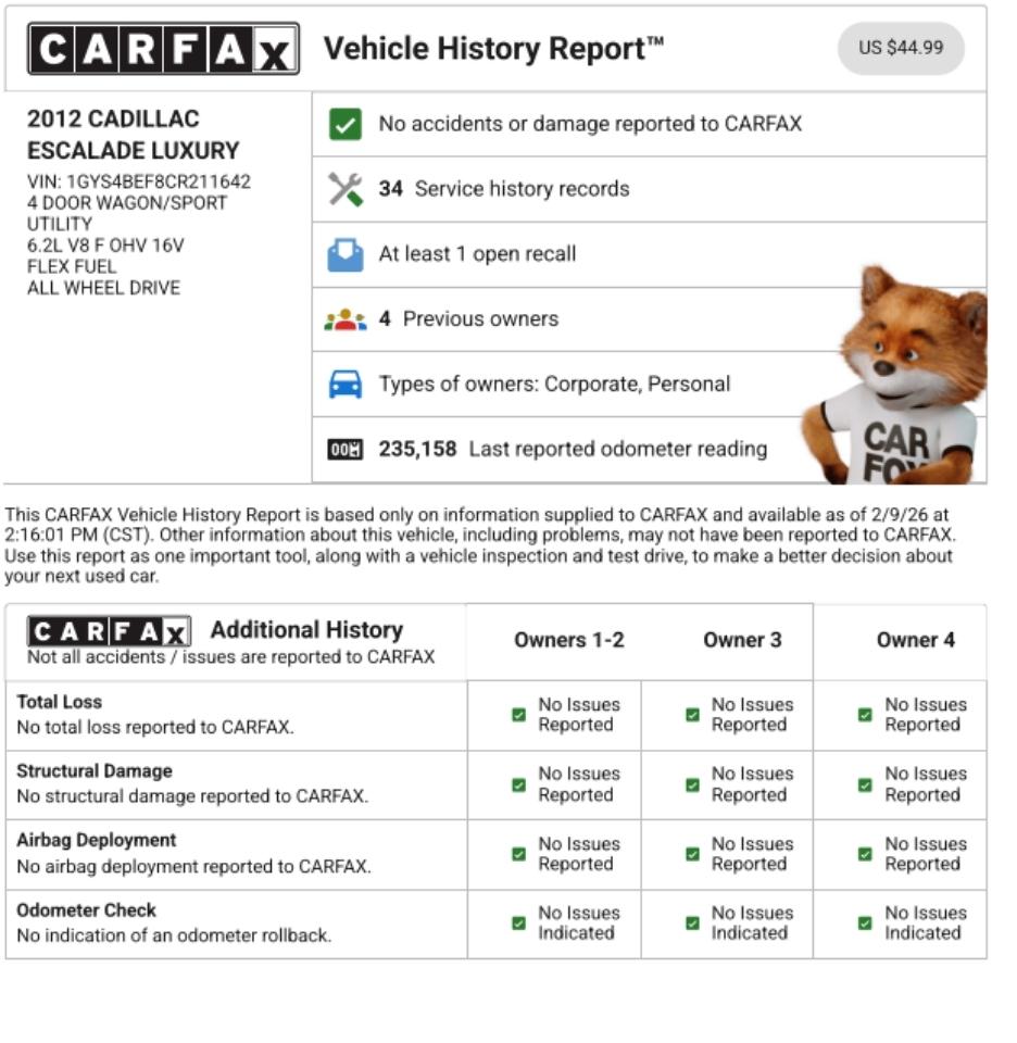 Cadillac Escalade 4WD 4dr Premium Luxury 2012