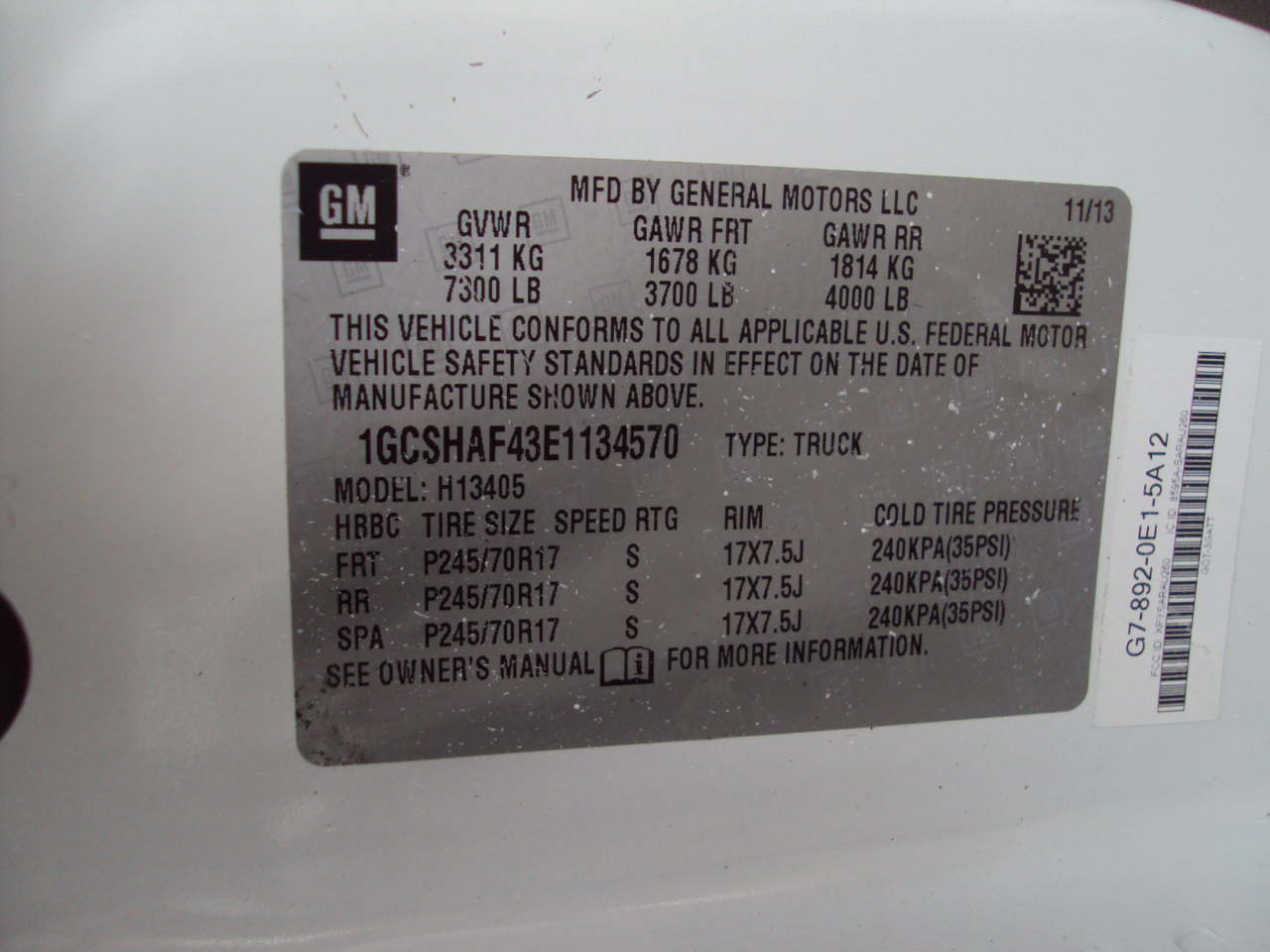 Chevrolet Express Cargo Van AWD 1500 135" 2014